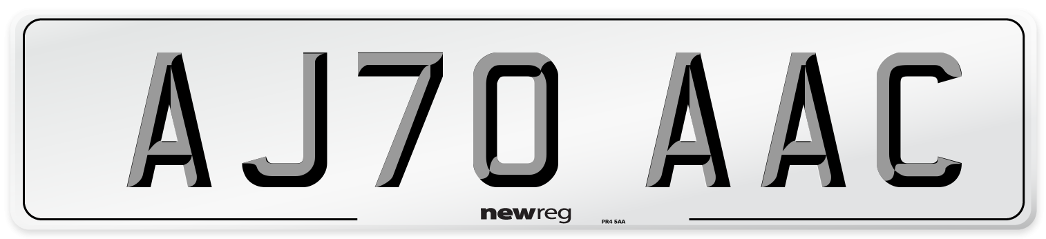 AJ70 AAC Number Plate from New Reg